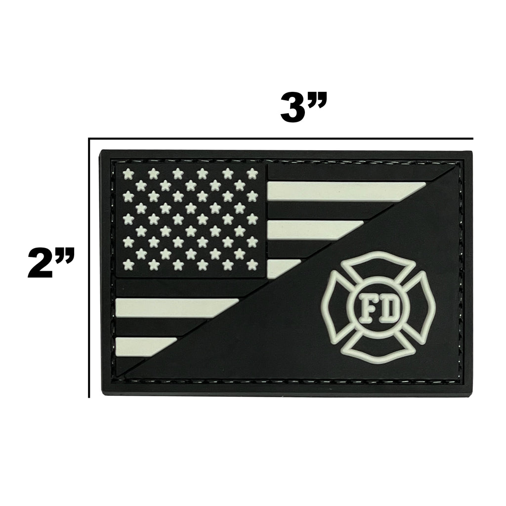 US Flag/Fire Dept Patch Black