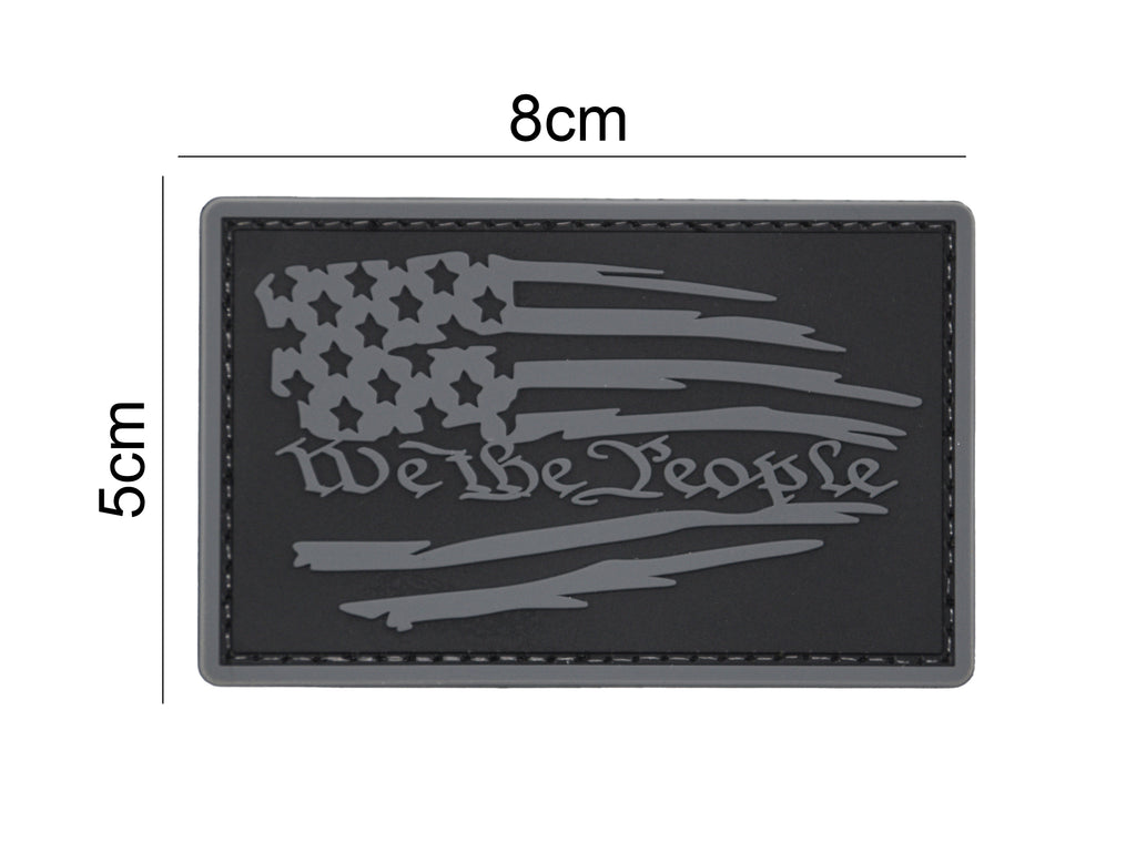 We the People Worn Flag Patch Black/Gray