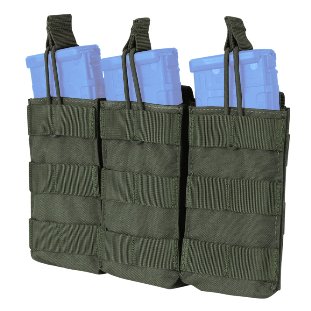 Condor MOLLE Triple M4/M16 Open Top Mag Pouch - Ranger Green