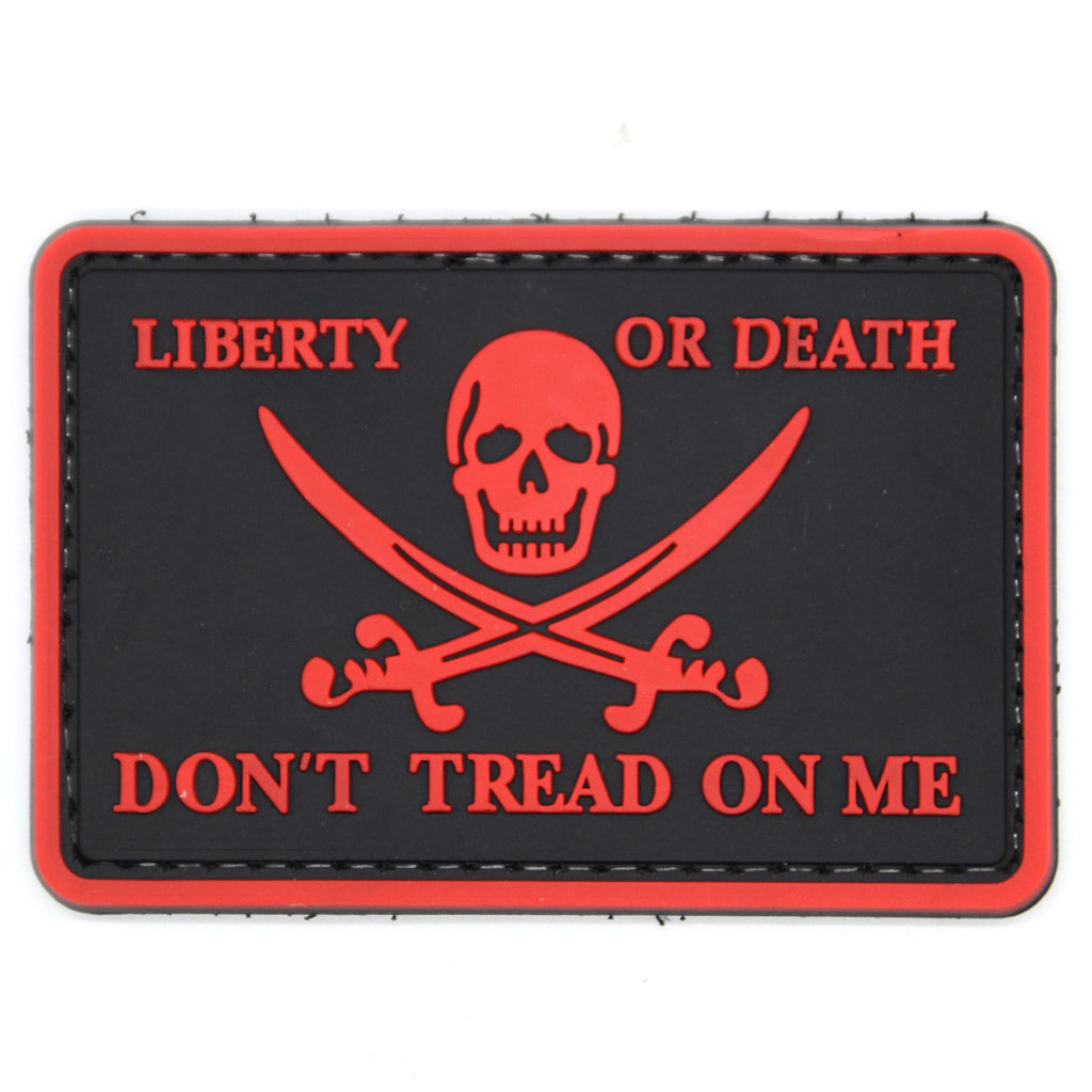 Don't Tread On Me Pirate Skull Patch Red