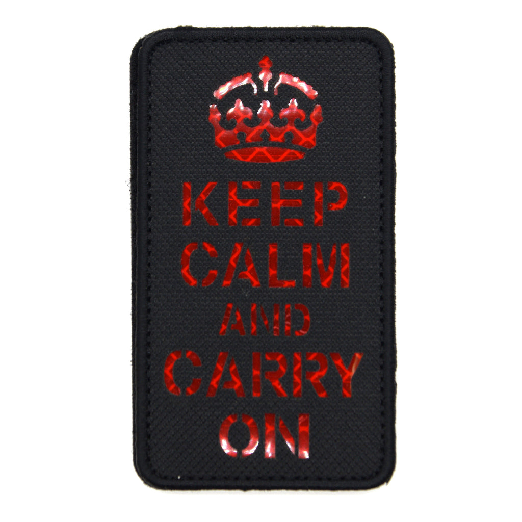 Keep Calm And Carry On Reflective Patch Black/Red