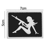 Girl with Rifle Facing Left Patch Black/Gray