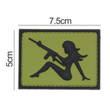 Girl with Rifle Facing Left Patch Green/Black