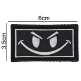 Evil Smiley Face Embroidered Patch Black/Gray