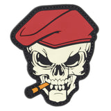 Red Beret Smoking Skull Patch