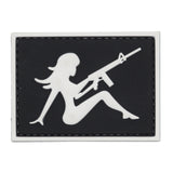 Girl with Rifle Facing Right Patch Black/Gray